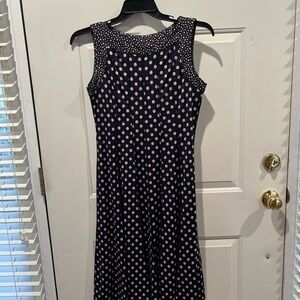 Perceptions Navy and Cream Polka Dot Midi Dress